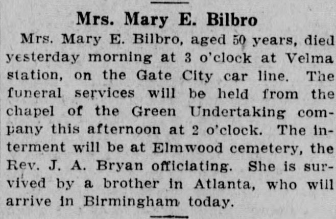 Mary E. Bilbro obituary